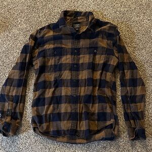 J. Crew Men's Plaid Flannel in Navy and Tan